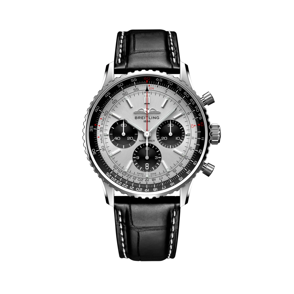 Die Navitimer ist ein Kultmodell unter den Fliegeruhren, bekannt für ihre Rechenschieberlünette und Chronographenfunktion.