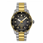 Tissot Seastar 1000 Powermatic 80 T120.807.22.051.00 – komplette Ansicht mit Edelstahlgehäuse und goldfarbener PVD-Beschichtung.