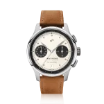 About Vintage 1934 Telechron in kompletter Ansicht mit elegantem Edelstahlgehäuse und Wildlederarmband