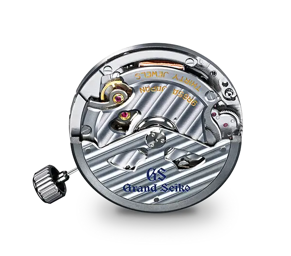 Detailansicht des Spring Drive Kalibers 9R65 der Grand Seiko SBGA503 Ginza, ein Meisterwerk japanischer Uhrmacherkunst.