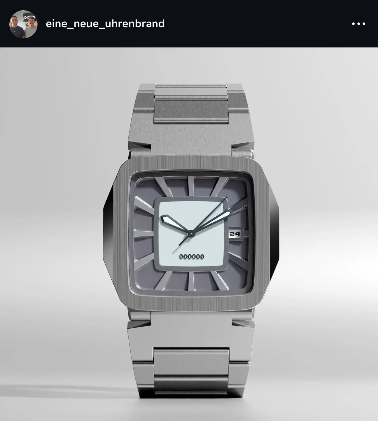 Komplette Ansicht der entwickelten Uhr mit modernem Design.