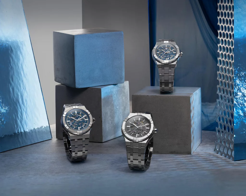 Drei Modelle der Maurice Lacroix Aikon Automatic Skeleton in unterschiedlichen Größen und Ausführungen – 39 mm und 42 mm
