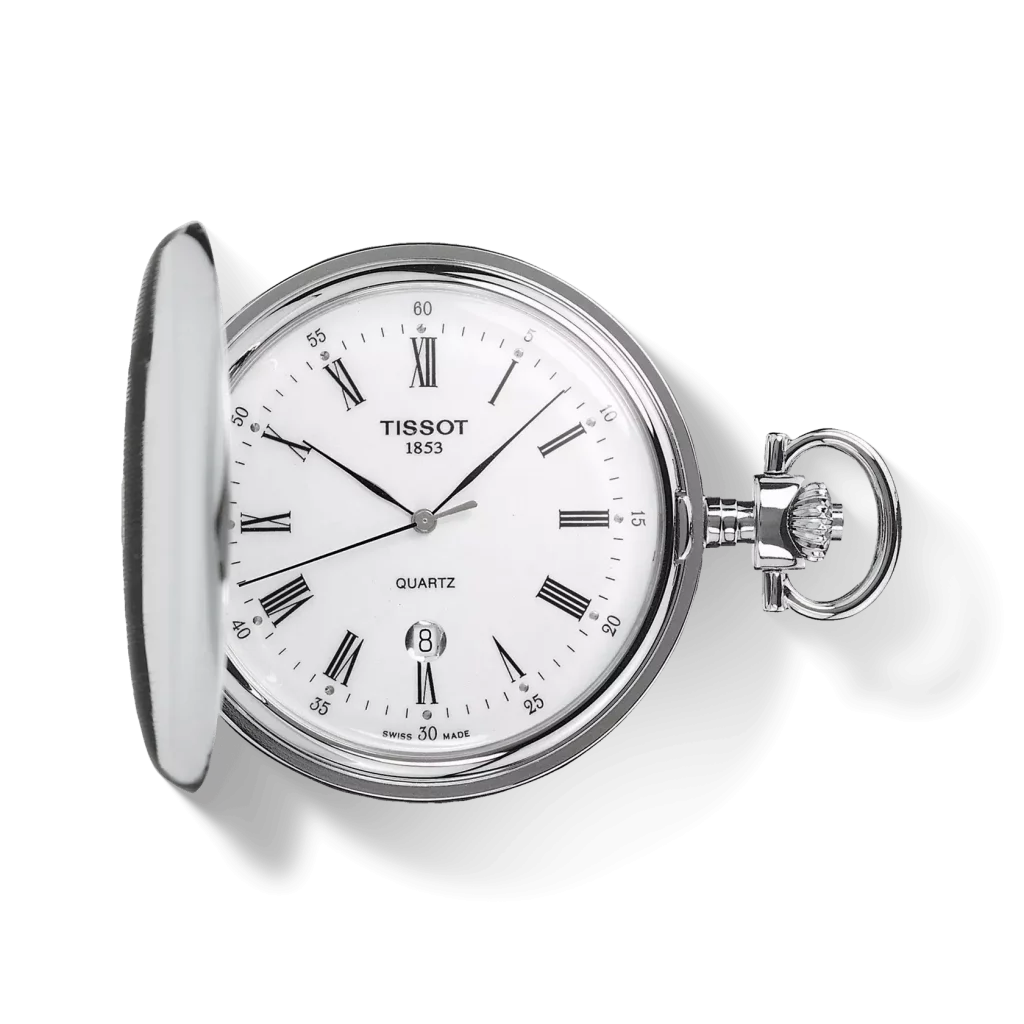Taschenuhr von Tissot mit elegantem Design und zeitloser Präzision, ein Symbol für Tradition